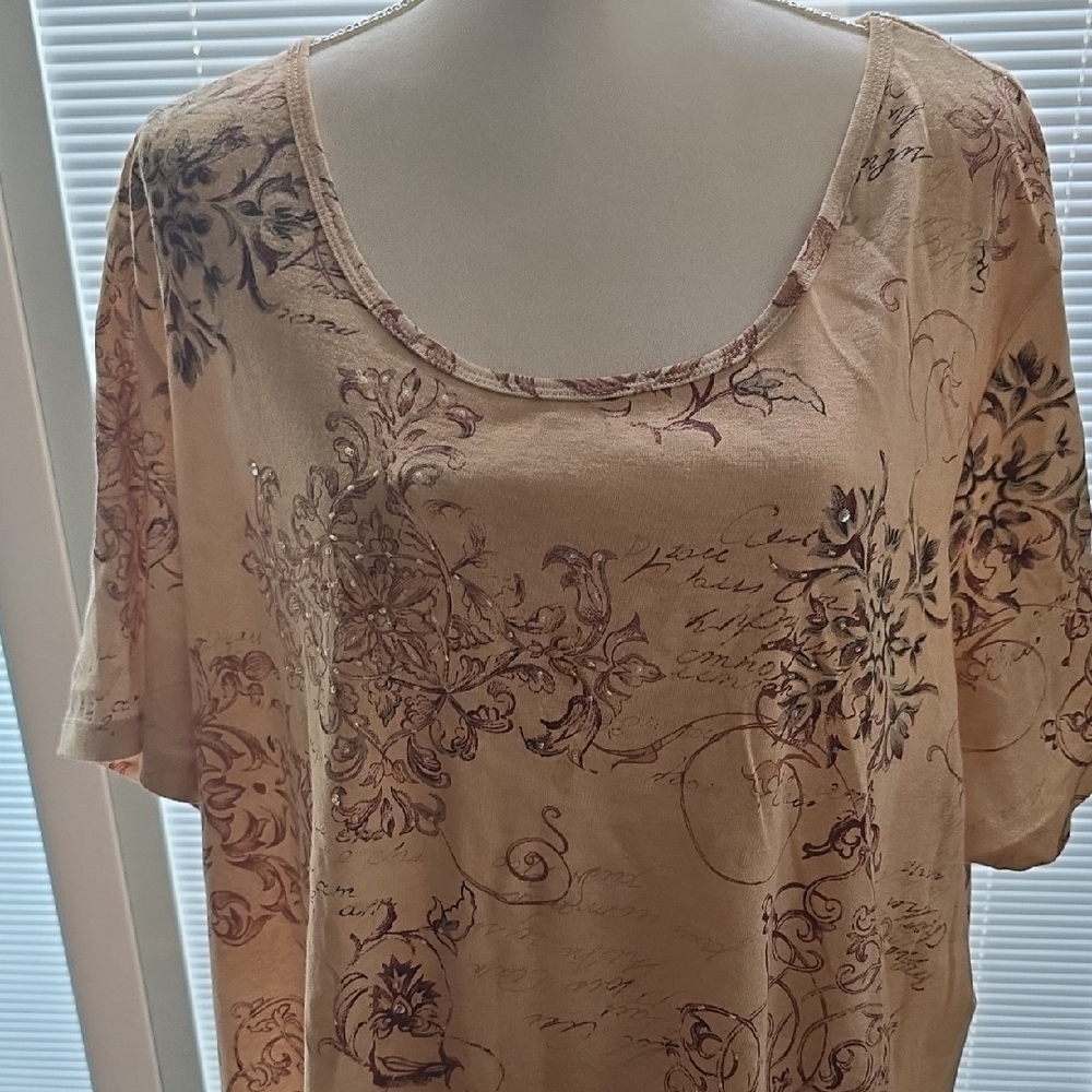 Relaxed Orange and Pink Blouse with Floral Print